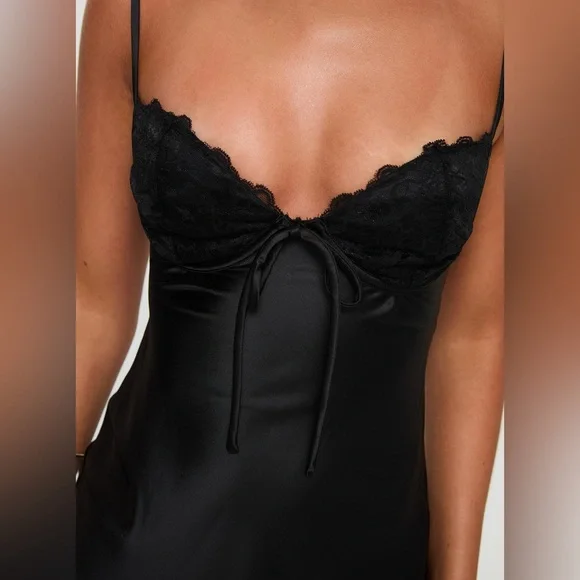 Princess Polly Fadyen Bias Cut Maxi Dress Black Size 8 NWT - Picture 3 of 7